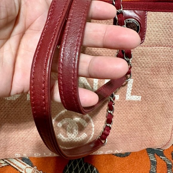 CHANEL ❤️🌟CC DEAUVILLE RED PINK TOTE BAG ⭐️ - Picture 8 of 14